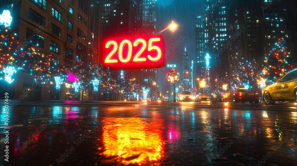 A dynamic 3D cityscape at night with A dynamic 3D cityscape at night with