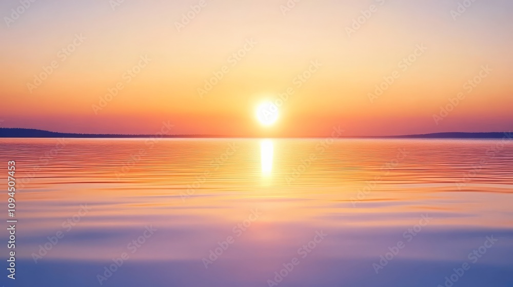 Fototapeta premium Tranquil Sunset Over Calm Sea with Vibrant Hues