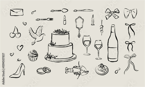 Hand-drawn Whimsical Wedding Elements
