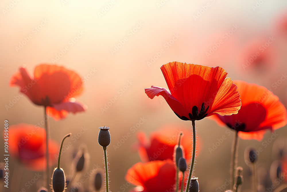 Obraz premium natural background with red poppies