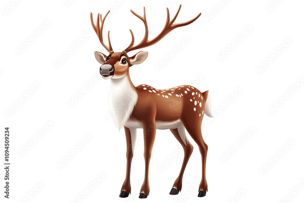 Obraz premium Animated deer character forest background digital illustration nature playful concept