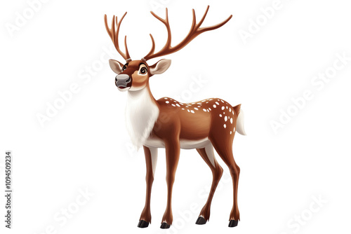 Animated deer character forest background digital illustration nature playful concept