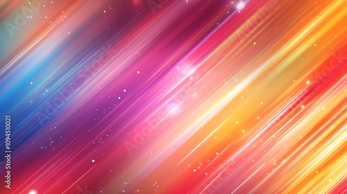 Colorful diagonal lines creating vibrant abstract background with glowing particles