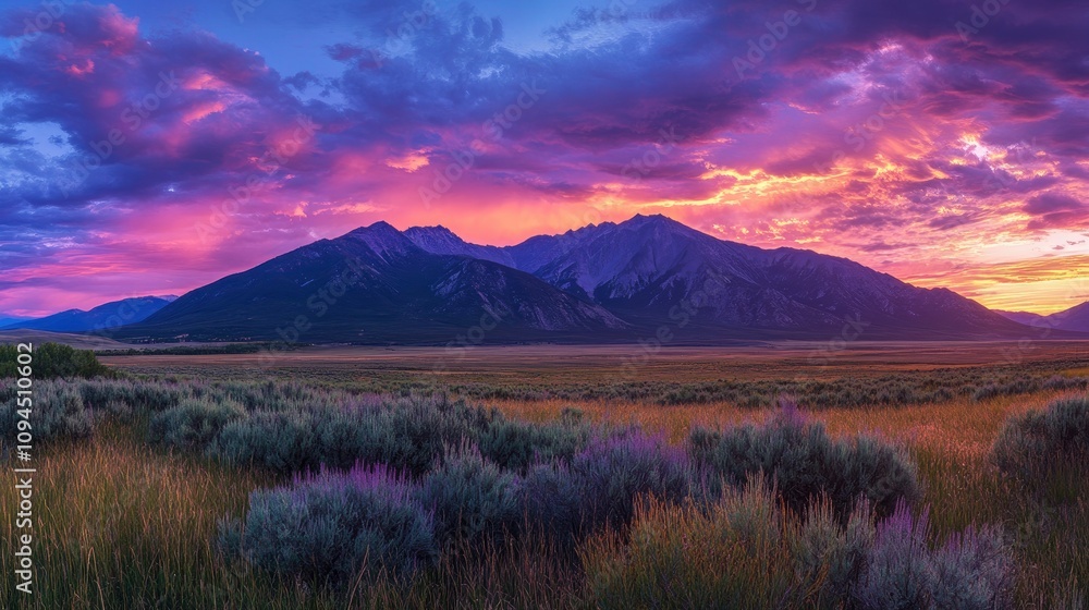 A stunning sunset over mountains and fields, showcasing vibrant colors and natural beauty. A stunning sunset over mountains and fields, showcasing vibrant colors and natural beauty.