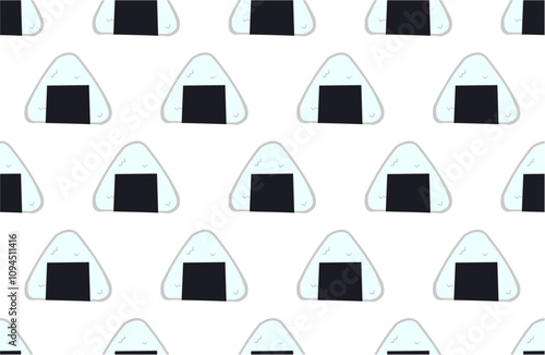 seamless pattern with onigiri on white background.
