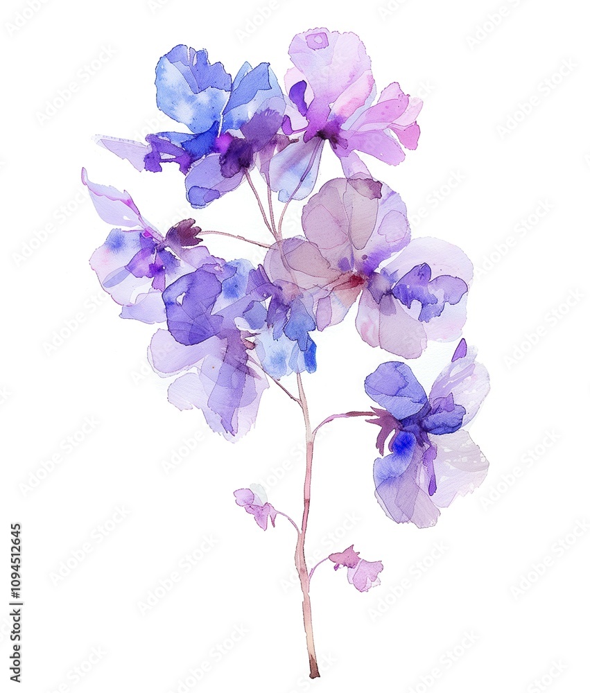 Obraz premium Delicate blue flowers painted on a white background
