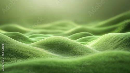 A serene landscape of soft, rolling green hills, evoking a sense of tranquility.