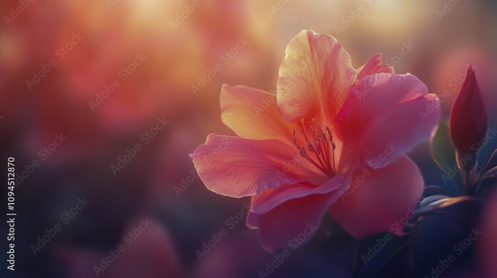 Beautiful azalea flower with a soft, blurred background, highlighting vibrant petals Beautiful azalea flower with a soft, blurred background, highlighting vibrant petals