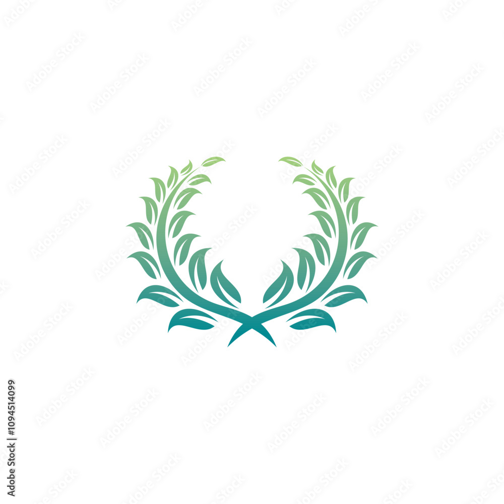 laurel with leaves logo design. Emblem made of laurel branches laurel with leaves logo design. Emblem made of laurel branches