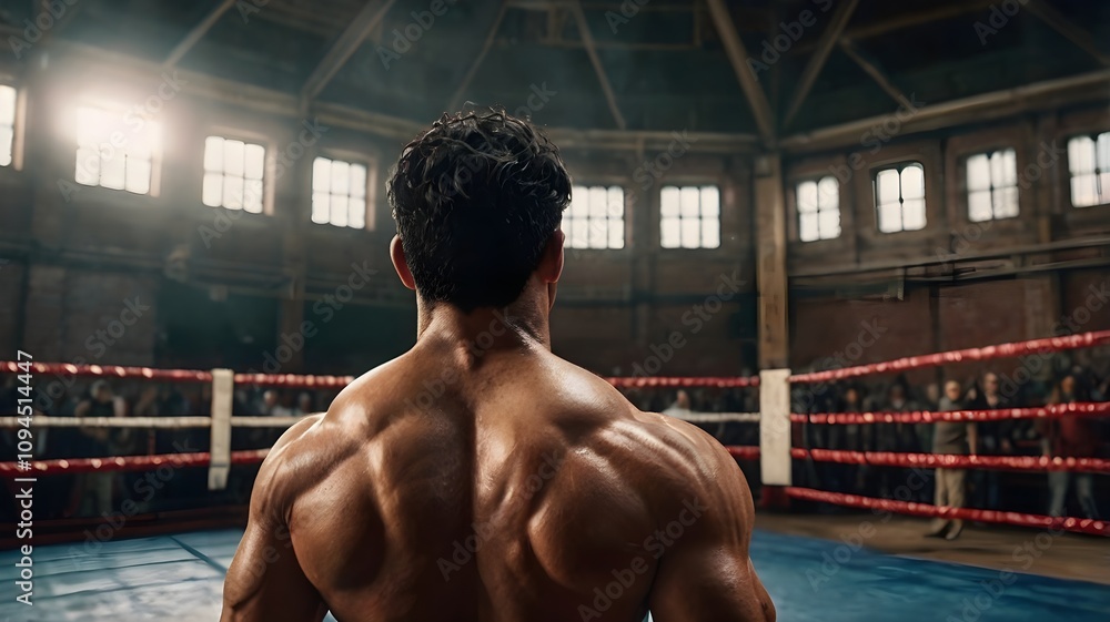 A muscular individual stands with a powerful presence in a dimly lit gym, A muscular individual stands with a powerful presence in a dimly lit gym,