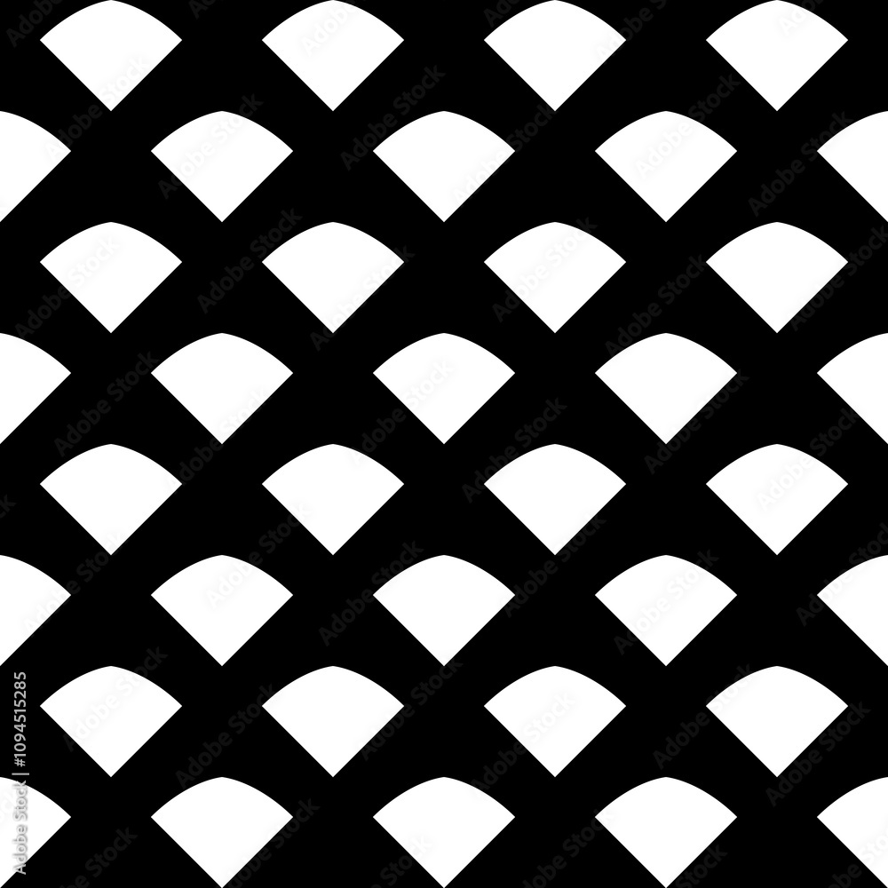 Seamless pattern with geometric motifs in black and white