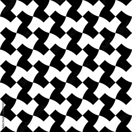 Seamless pattern with geometric motifs in black and white