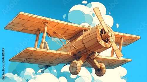 The image is a vintage-style illustration set against a warm, sunset-hued backdrop. The centerpiece is a large, retro-style passenger plane flying low over the iconic Eiffel Tower in Paris. The plane 