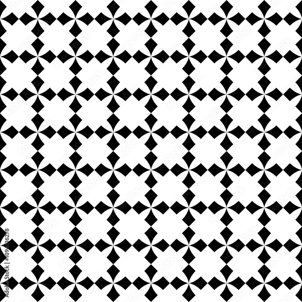 Seamless pattern with geometric motifs in black and white Seamless pattern with geometric motifs in black and white