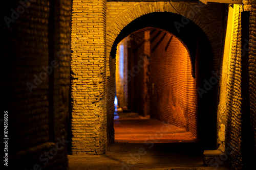 A street in the medina of Tozeur at night photo