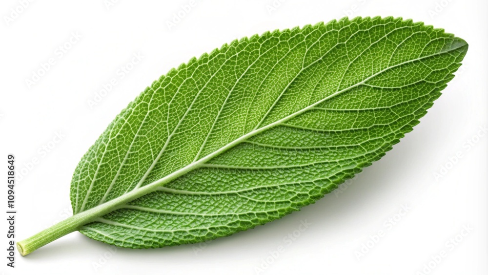 Obraz premium fresh green sage leaf isolated on transparent background. generative ai 