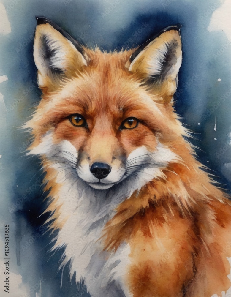 Fototapeta premium Realistic watercolor painting of a fox