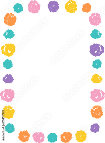 Doodle kids frame, hand drawn scribble decoration border for kindergarten or school album photo. Chidren crayon drawing. Cute color pencil ornament, 