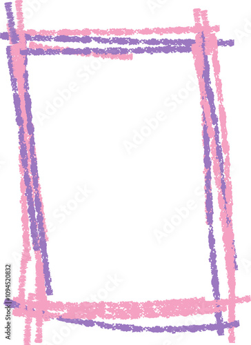 Doodle kids frame, hand drawn scribble decoration border for kindergarten or school album photo. Chidren crayon drawing. Cute color pencil ornament, 