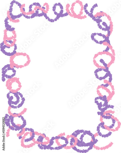 Doodle kids frame, hand drawn scribble decoration border for kindergarten or school album photo. Chidren crayon drawing. Cute color pencil ornament, 