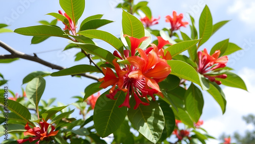 Burma padauk or Pterocarpus macrocarpus flower tree photo