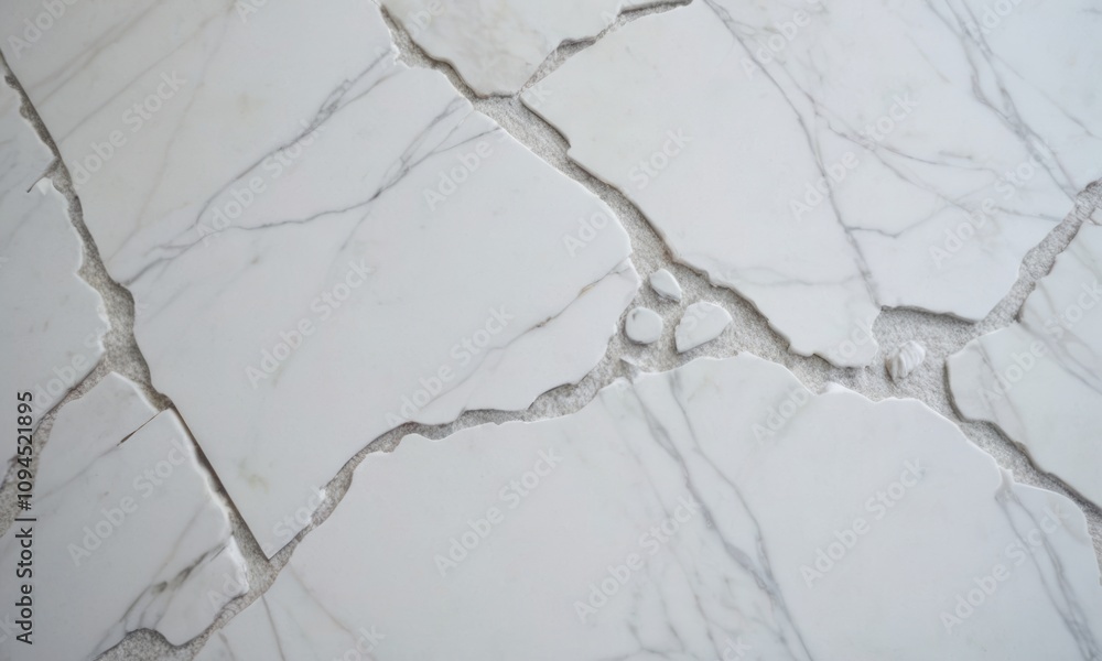 White marble made of fragments and with cracks White marble made of fragments and with cracks