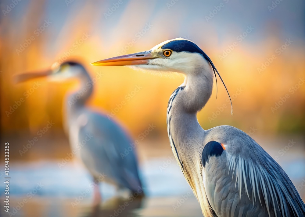 Close-Up of Elegant Herons in a Serene Natural Setting, Capturing the Beauty and Grace of These Majestic Birds in a Minimalist Photography Style Close-Up of Elegant Herons in a Serene Natural Setting, Capturing the Beauty and Grace of These Majestic Birds in a Minimalist Photography Style