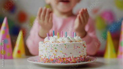 Child celebrating birthday with cake home event photography joyful close-up