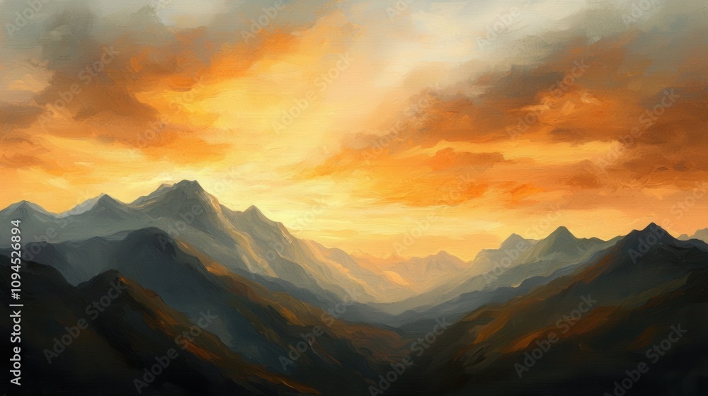 Sunset over mountain range nature landscape scenic view tranquil mood Sunset over mountain range nature landscape scenic view tranquil mood