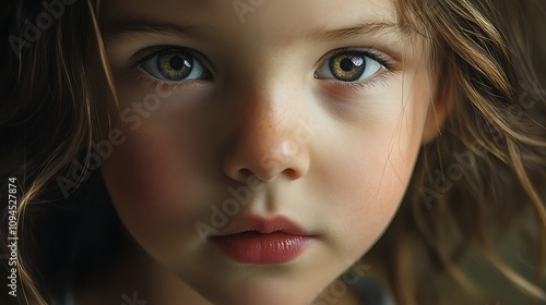 Young Girl's Intriguing Gaze in Close-Up Portrait Photography. AI Generated