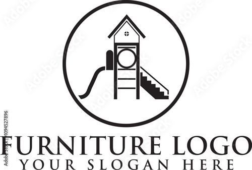 Fun Kids land colorful playground silhouette logo