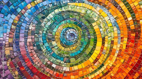 Vibrant Mosaic Spiral in a Kaleidoscope of Colors. AI Generated