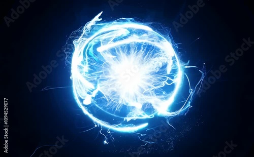Glowing Blue Energy Sphere Electric Light Effects and Vibrant Energy Bursts