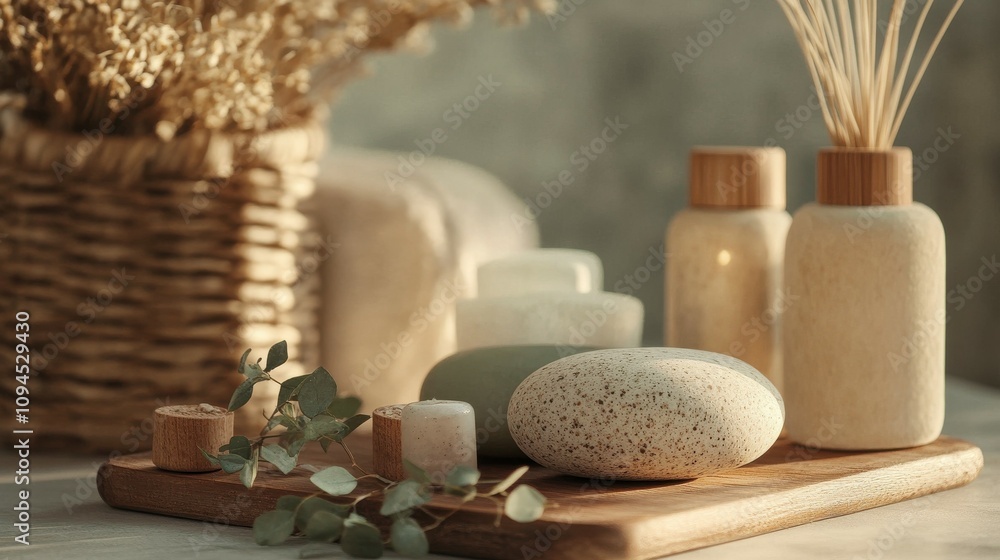 Spa Products and Accessories with Dried Greenery Spa Products and Accessories with Dried Greenery