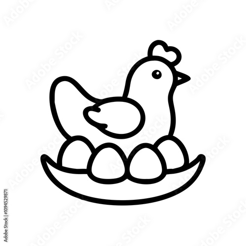 Hen Sitting on Eggs in Nest