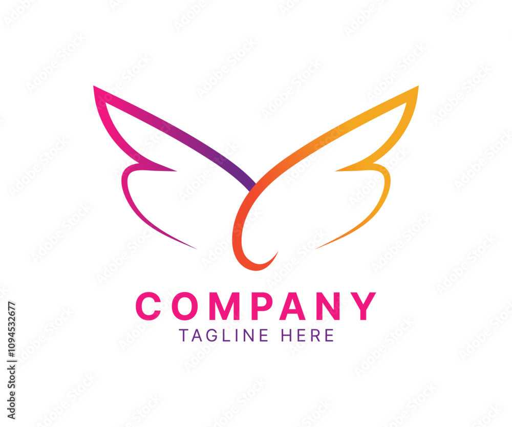 Obraz premium Abstract colorful wings logo icon vector template design with modern style for creative business.