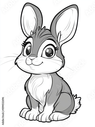 Cute cartoon bunny rabbit sitting and smiling