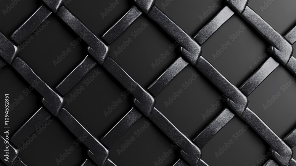 Fototapeta premium Interwoven black metallic strands creating a diamond pattern on dark background