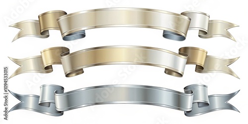 Elegant Silver Ribbon and Banner Vector Set for Creative Projects - Isolated Backgrounds for Versatile Design Applications and Marketing Needs