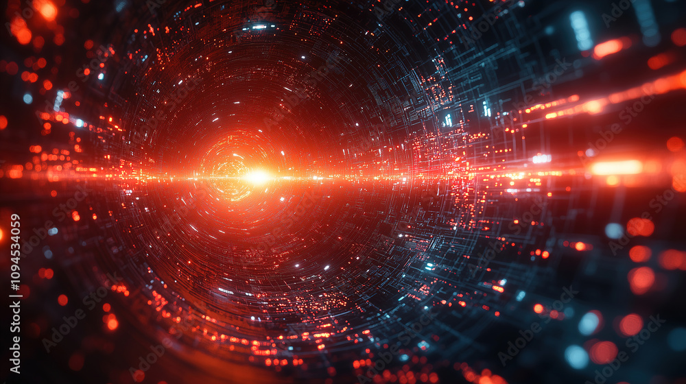 Visual representation of a dynamic energy field inside a futuristic tunnel during an abstract exploration of light and motion. Generative AI Visual representation of a dynamic energy field inside a futuristic tunnel during an abstract exploration of light and motion. Generative AI