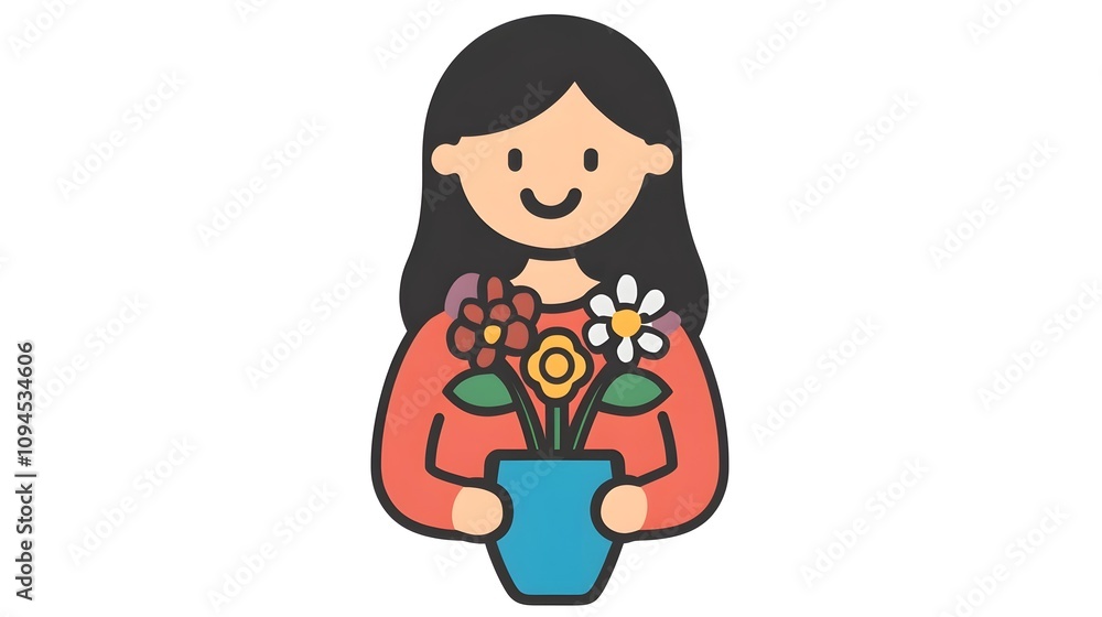 A woman holding a vase of flowers icon A woman holding a vase of flowers icon