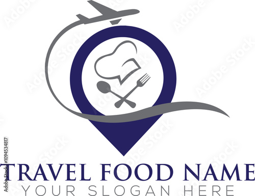 runway food logo concept design. Food Plane logo design template. Travel food vector logo design