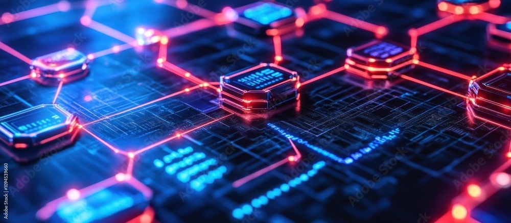 Abstract glowing network of interconnected nodes. Abstract glowing network of interconnected nodes.