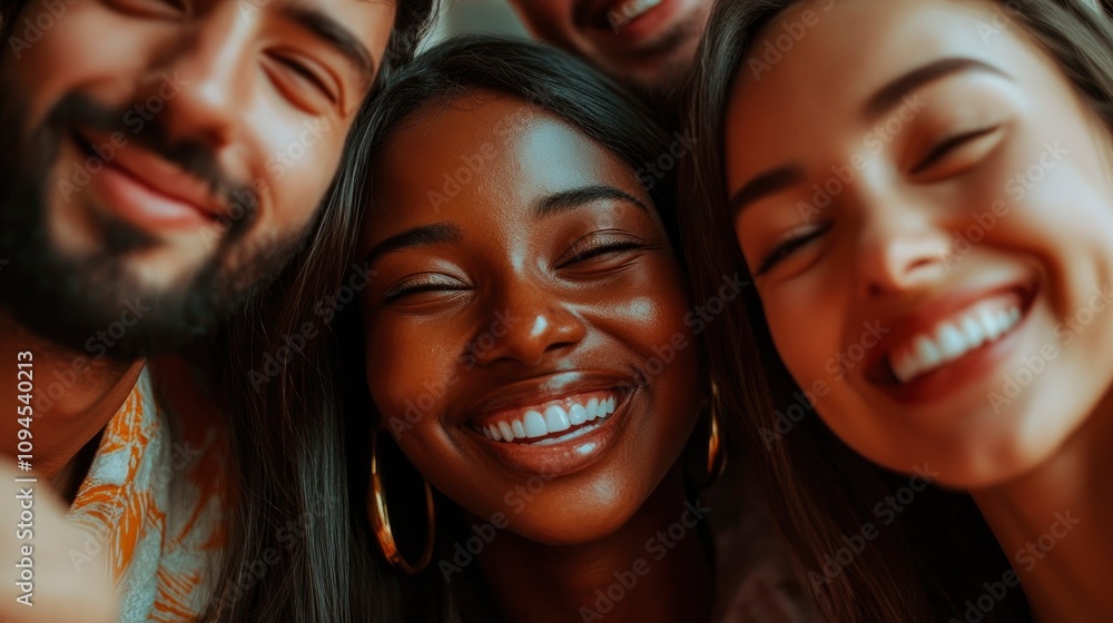 Group of friends of various ethnicities having fun at a coffee shop, concept of multicultural connection Group of friends of various ethnicities having fun at a coffee shop, concept of multicultural connection