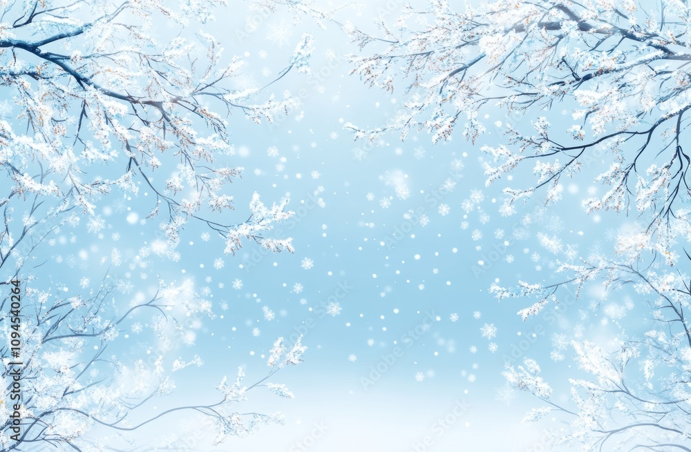 Idyllic landscape of snow-covered trees in the forest, snow drifts and snowfall against blue skies on a sunny day in nature. Idyllic landscape of snow-covered trees in the forest, snow drifts and snowfall against blue skies on a sunny day in nature.