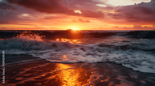 sunset over the beach