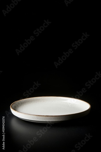 Simple white ceramic plate on a dark background highlights modern tableware d...