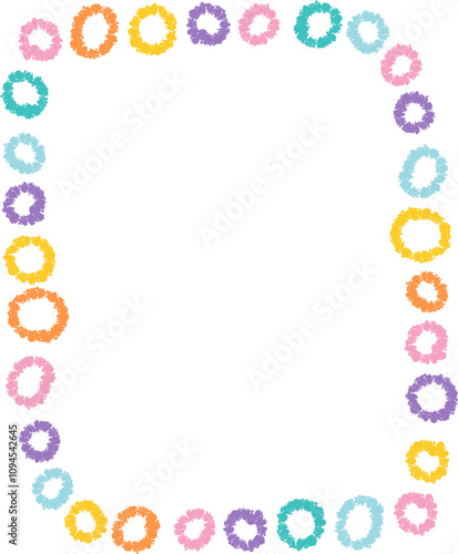 Doodle kids frame, hand drawn scribble decoration border for kindergarten or school album photo. Chidren crayon drawing. Cute color pencil ornament, 