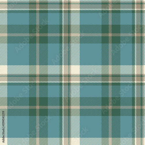 Masculine seamless vector check, wide textile pattern background. Canvas tartan fabric texture plaid in cyan and mint colors.
