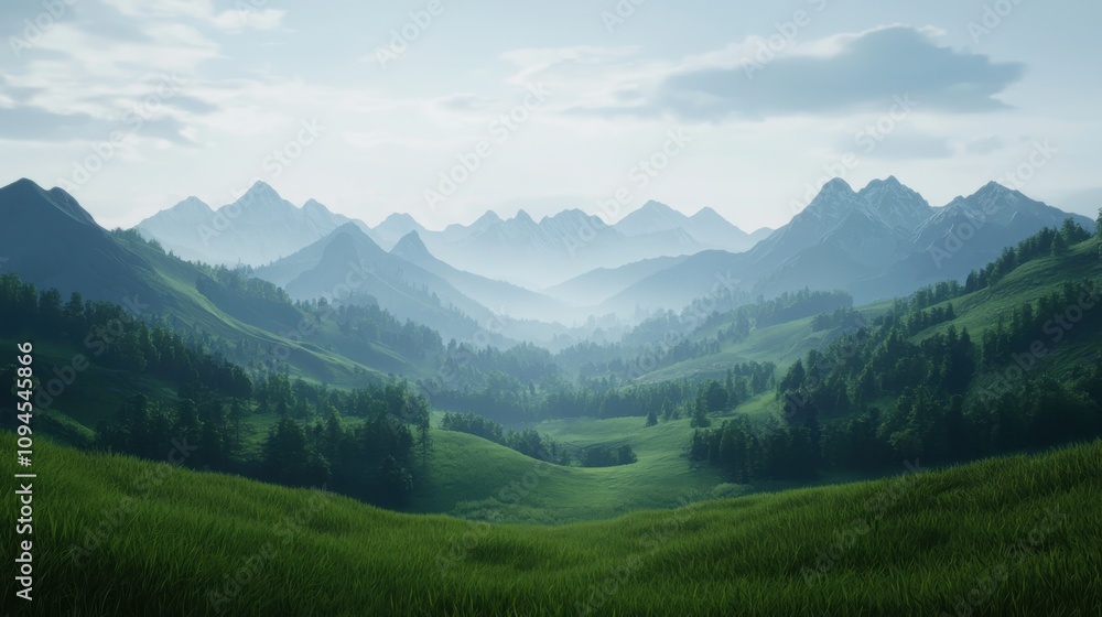 Fototapeta premium Breathtaking nature landscape mountain valley scenic view tranquil environment